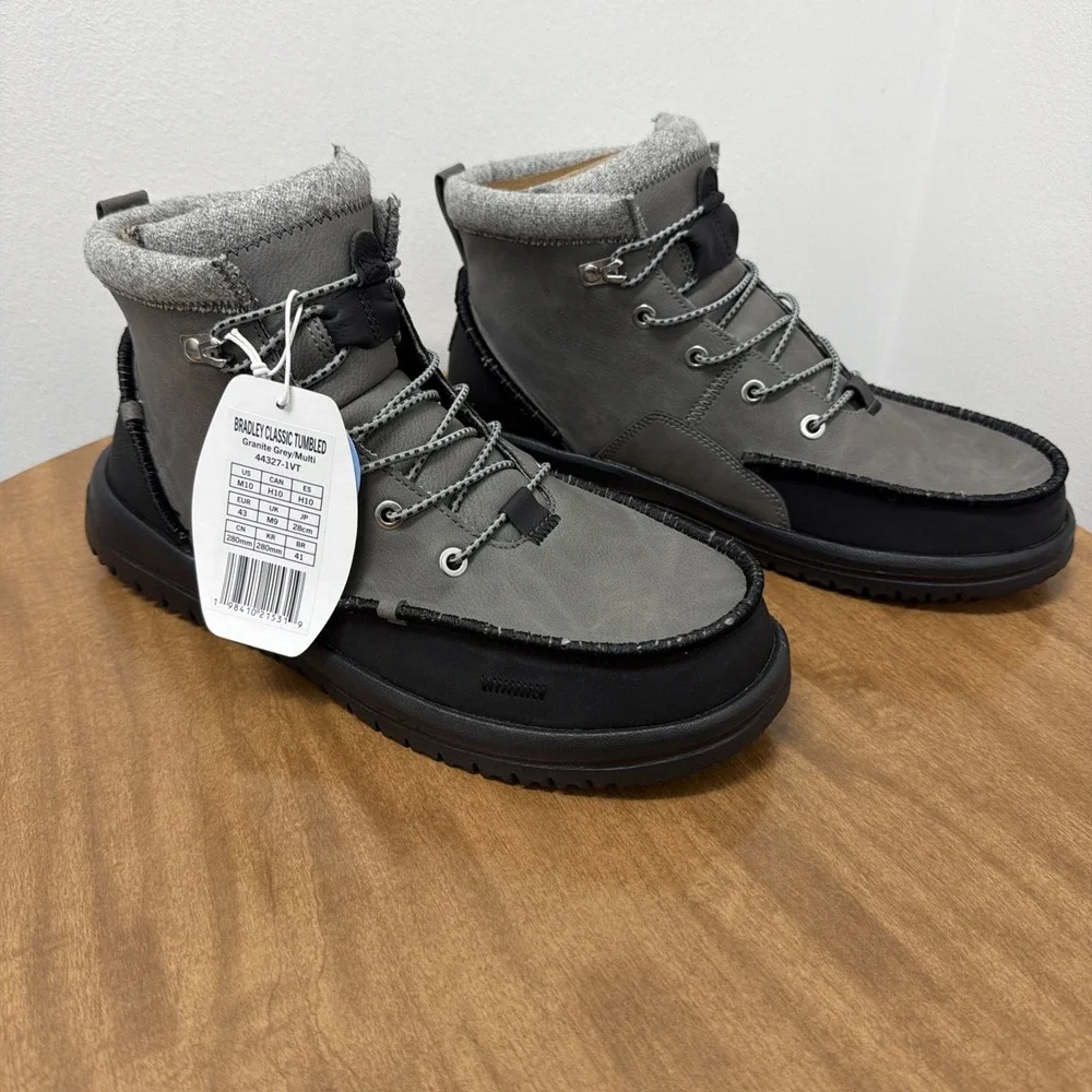 Hey Dude Men's‎ Bradley Classic Tumbled Granite Grey Size 10 lightweight wool